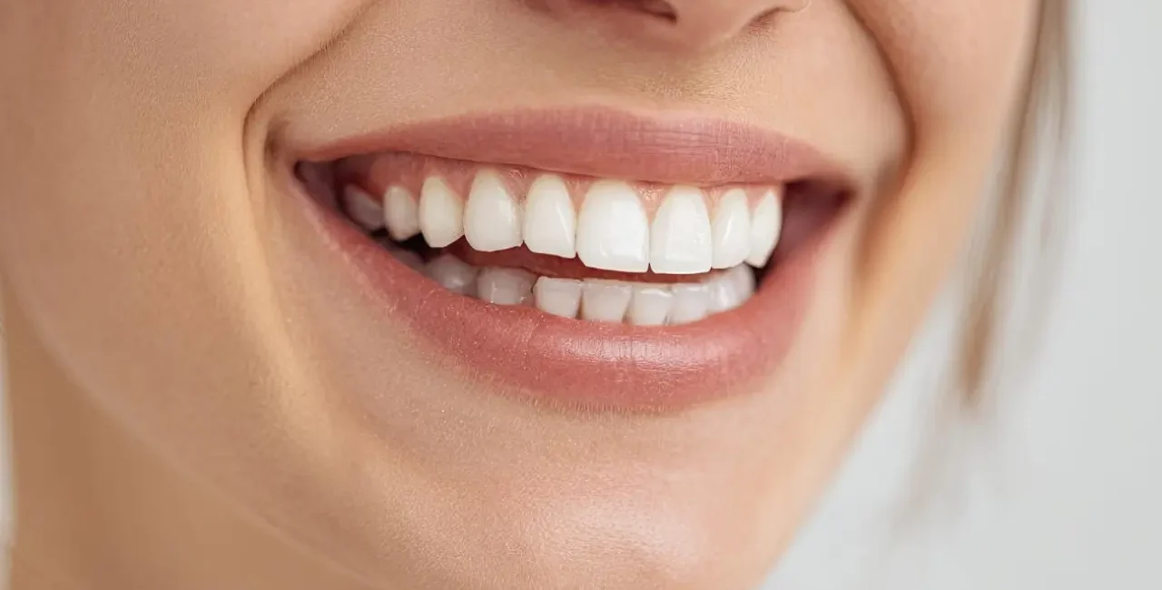 a woman amiling with her teeth