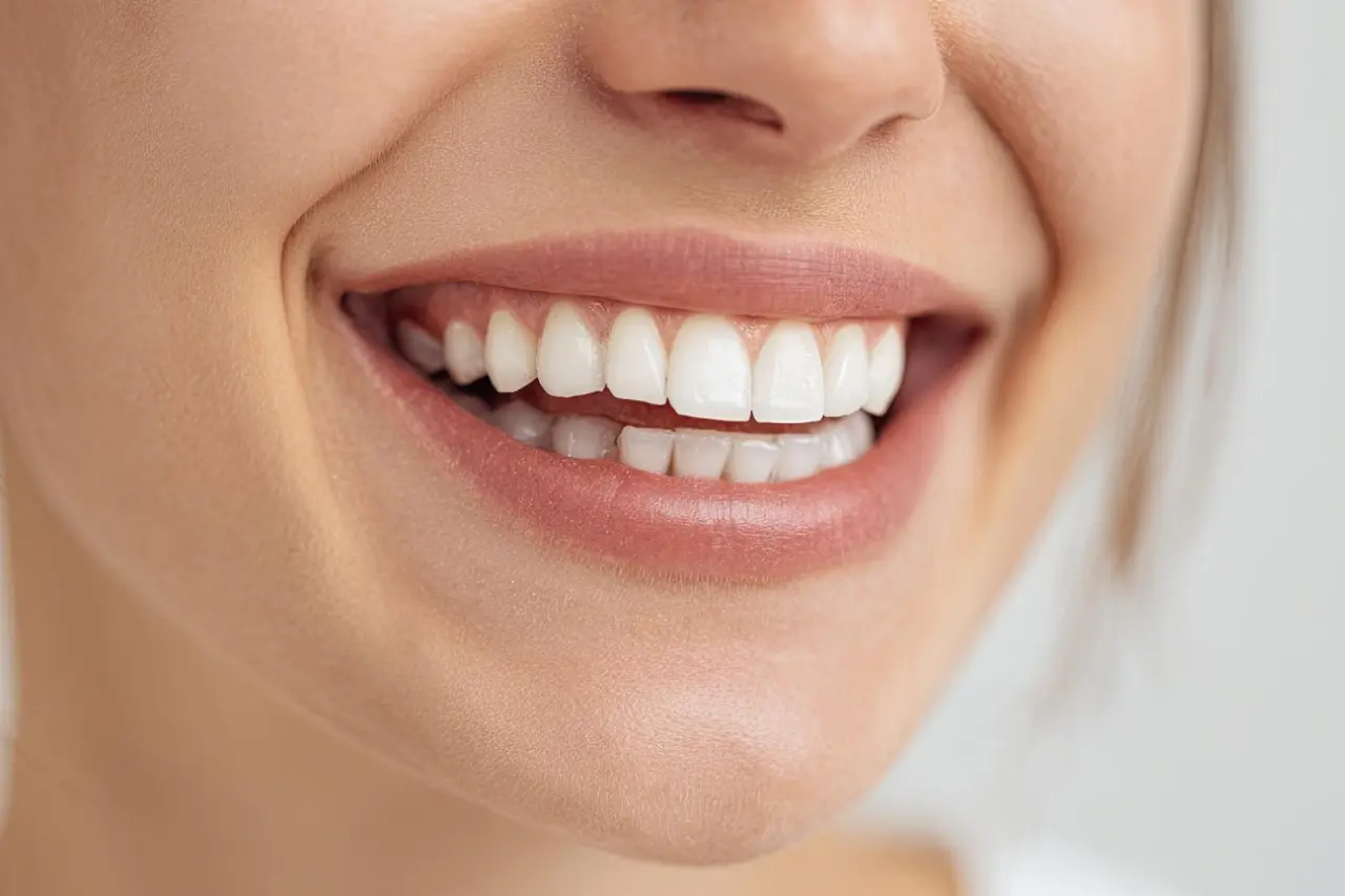 a woman amiling with her teeth