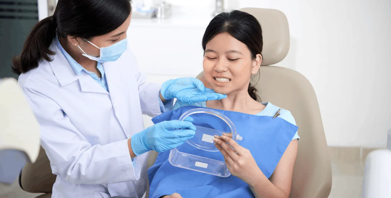 female patient at the dentist