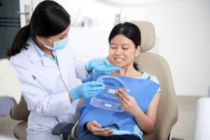 female patient at the dentist