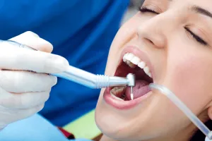 female patient dental checkup